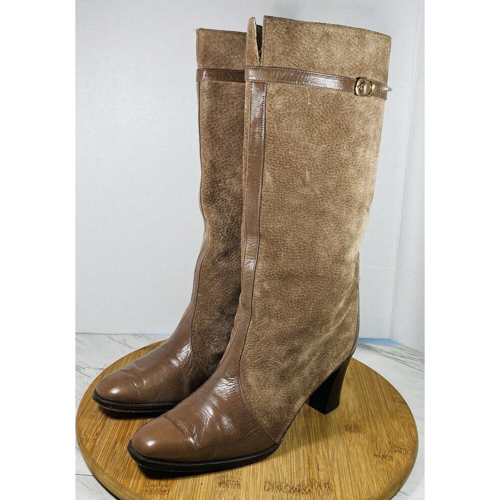 VTG Cesare Piccini Elegant Boots With Combined Leather/suede Made In Italy Sz 9